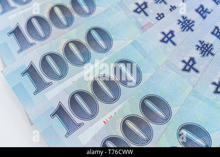 1000 neue Taiwan-Dollar isoliert auf weißem Hintergrund Stockfoto