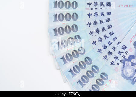 1000 neue Taiwan-Dollar isoliert auf weißem Hintergrund Stockfoto