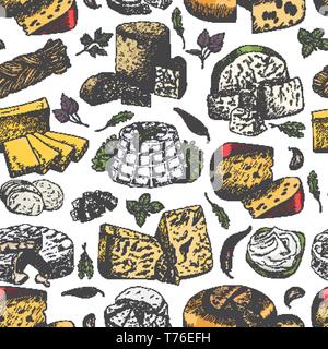 Nahtlose Muster mit farbigen Käse. Vector Illustration für Ihr Design Stock Vektor