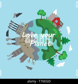 Ökosystem und Umweltverschmutzung Hintergrund. Vector Illustration für Ihr Design Stock Vektor