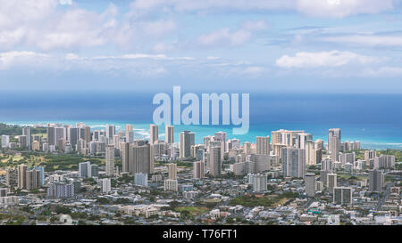 Auf Waikiki Bezirk von Tantalus Lookout, Oahu, Hawaii Stockfoto