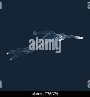 3D-Schwimmen Mann. Vektor Bild von einem Schwimmer. Menschlichen Körper. Sport Symbol. Design Element. Stock Vektor