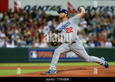 Clayton Kershaw, MLB 2014 öffnung Reihe Los Angeles Dodgers v Arizona-diamantmarkierungen an der Sydney Cricket Ground, 22. März 2014. Stockfoto