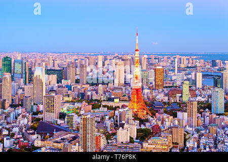 Tokyo City View Skyline Tokyo Tower Dämmerung Stockfoto