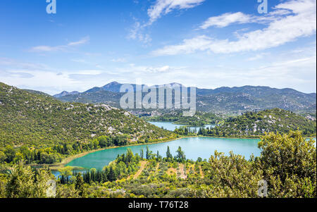 Luftbild des schönen Gränna Seen in Neretva Bezirk, Kroatien Stockfoto