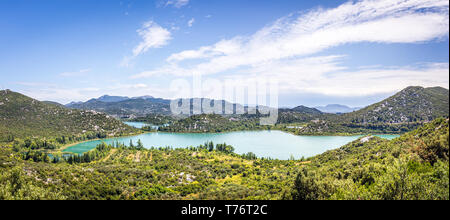 Luftbild des schönen Gränna Seen in Neretva Bezirk, Kroatien Stockfoto