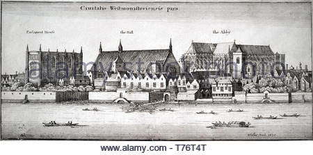 Westminster, London, Radierung von Böhmische Kupferstecher Wenzel Hollar aus 1600s Stockfoto