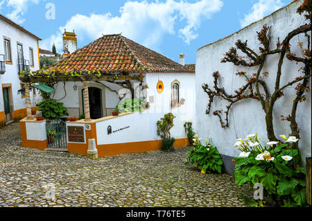 Spaziergang durch die Altstadt von Obidos Stockfoto