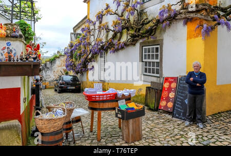 Spaziergang durch die Altstadt von Obidos Stockfoto