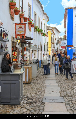 Spaziergang durch die Altstadt von Obidos Stockfoto