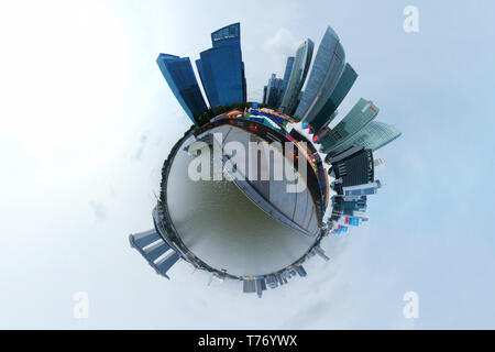 Full Circle Panorama: ArtScience Museum, Marina Bay Sands, Singapur. Stockfoto