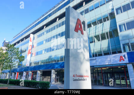 Wien, Wien: A1 Telekom Austria Headquarter in 02. Leopoldstadt, Wien, Österreich Stockfoto