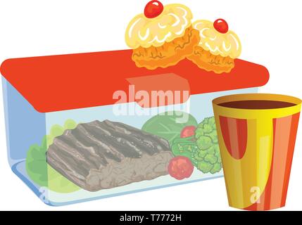Steak brotdose Symbol. Cartoon von Steak brotdose Vektor Symbol für Web Design auf weißem Hintergrund Stock Vektor