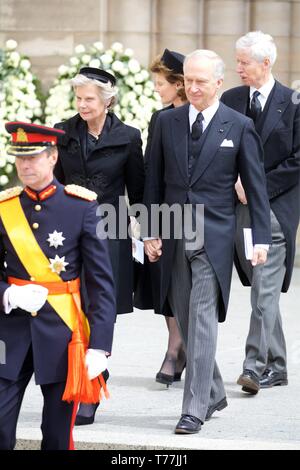 Luxemburg. 04 Mai, 2019. Beerdigung von verstorbenen Großherzog Jean von Luxemburg auf saturdaynoon 4. Mai 2019 in der Kathedrale von Luxemburg, diese Bilder: Ausfahrt der Großherzoglichen Familie der Kathedrale nach dem eigenen Begräbnis in der Krypta der Kathedrale. Erzherzogin Marie-Astrid und Erzherzog Carl Christian von Österreich und Prinzessin Margaretha und Prinz Nikolaus von und zu Liechtenstein. Obligatorische Photo Credit: ÒLUXPRESS/Jean-Claude Ernst" LUXPRESS PressAgency 2, rue De Malines, L-2123 LUXEMBURG Mobil: +352 661 432343. *** Hinweise an die Redaktion: 1. Keine Verwendung für advertisemen Credit: CO Stockfoto