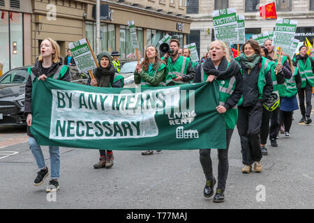 Glasgow, UK. 05 Mai, 2019. Vertreter und Beamten von zahlreichen Gewerkschaften und politischen Parteien nahmen an der traditionellen Tag der Parade durch das Stadtzentrum von Glasgow. Die Parade wurde durch eine Pipe Band und Brass Band led vor dem Abschluss auf dem George Square. Credit: Findlay/Alamy leben Nachrichten Stockfoto