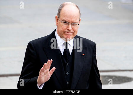 Luxemburg, Luxemburg. 04 Mai, 2019. Prinz Albert von Monaco am Begräbnis von Großherzog Jean an der Kathedrale in Luxemburg, den 4. Mai 2019. Quelle: Patrick Van Katwijk |/dpa/Alamy leben Nachrichten Stockfoto