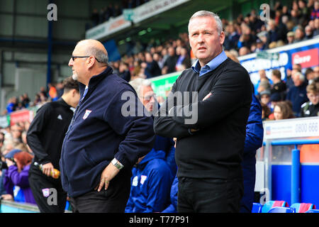 Ipswich, Großbritannien. 05 Mai, 2019. Sky Bet Meisterschaft Ipswich Town vs Leeds United; Paul Lambert Manager von Ipswich vor Kick-off Credit: Georgie Kerr/News Bilder, Englische Fußball-Liga Bilder unterliegen DataCo Lizenz Credit: Aktuelles Bilder/Alamy leben Nachrichten Stockfoto