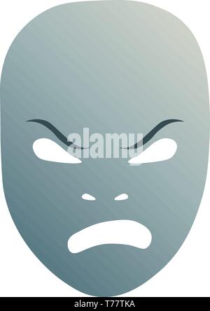 Theater Maske mit rasenden Emotion. Vector Illustration. Blaue Maske mit Farbverlauf auf weißem Hintergrund. Stock Vektor