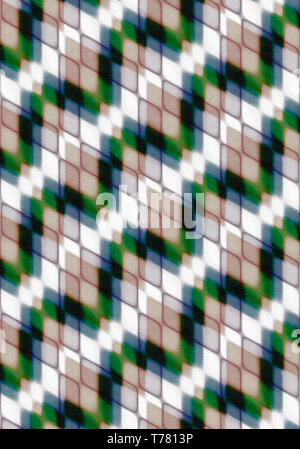 Zusammenfassung Hintergrund in einem Winkel von sich kreuzenden Grün, Beige, Weiß, Schwarz Rauten und der abgedeckten Textur Leinwand montiert Stockfoto
