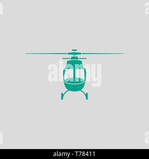 Hubschrauber Symbol Vorderansicht. Grün auf grauem Hintergrund. Vector Illustration. Stock Vektor