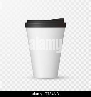 Weiß/Cap mock up. Leere Becher Vorlage mit Platz für Logo oder Text. Vector Illustration isoliert auf transparentem Hintergrund Stock Vektor