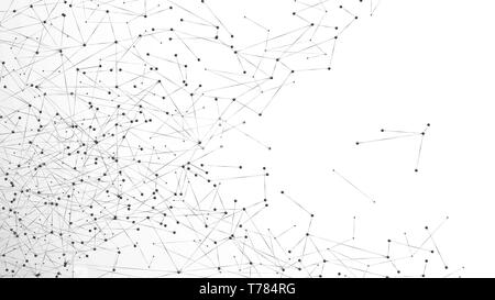 Abstrakte Partikelfilter Hintergrund. Chaos Netzwerk Plexus. Atomare und molekulare Muster. Knoten im Netz verbunden sind. Vector Illustration auf weißen backgro isoliert Stock Vektor