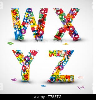 Vector font aus Farbe Buchstaben des Alphabets Stock Vektor