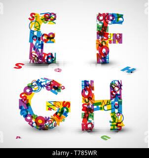 Vector font aus Farbe Buchstaben des Alphabets Stock Vektor