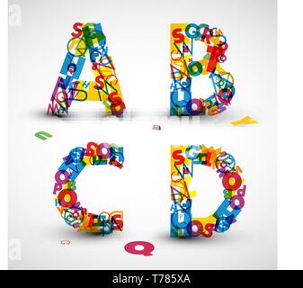 Vector font aus Farbe Buchstaben des Alphabets Stock Vektor