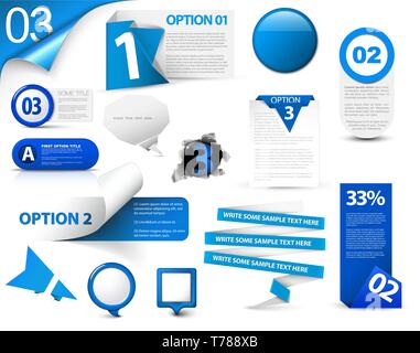 Satz von Blue vector Fortschritte, Version, schritt Symbole Stock Vektor