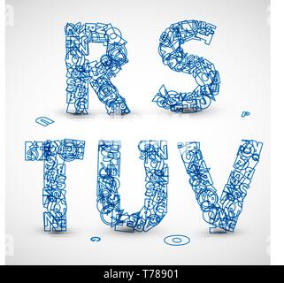 Vector font aus blauen Buchstaben des Alphabets (mein Portfolio für andere Buchstaben prüfen) Stock Vektor
