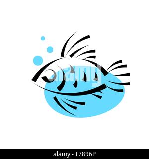 Fisch im Wasser Logo Design Vector Template.Seafood Restaurant Shop Shop Logo Konzept Symbol. Stock Vektor