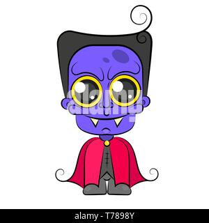 Halloween dracula Vampir Kostüm Cartoon Character Vector Illustration. Junge in Vampir Kostüm Draculas. Böse horror Monster spooky scary Fantasy kid Stock Vektor