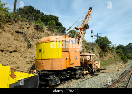 Niles Canyon Bahn hof, Niles, CA - 11 April, 2011: Niles Canyon Bahn hof ist eine private Sammlung von Züge und Waggons, die Wiederherstellen Stockfoto