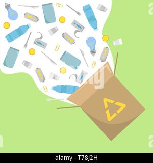 Abfälle zu recyceln. ECO Business Friendly speichern Natur. Umweltschutz. Umweltfreundliche Produktion. Flache Vector Illustration Stock Vektor