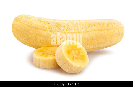 In Scheiben geschnittene Baby banana Pfad isoliert Stockfoto