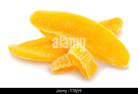 In Scheiben geschnittene Getrocknete mango Pfad isoliert Stockfoto