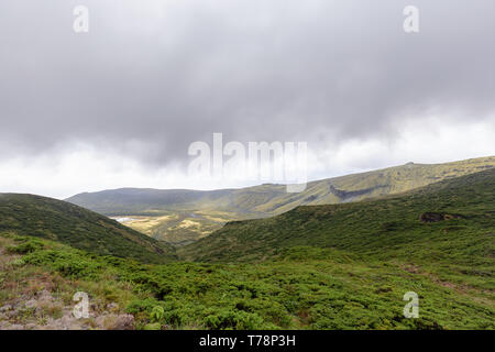 Landschaft in der Reserva Natural do Morro Alto Florestal e Pico da Se Nationalpark auf der Insel Flores. Stockfoto