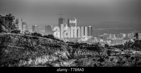 Luftaufnahme über Los Angeles Downtown aus Hollywood Hills Stockfoto