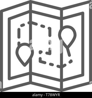 Karte mit der Lage der Pin, Lieferumfang route, Logistik Symbol Leitung. Stock Vektor