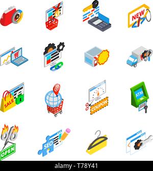 Händler Symbole gesetzt, isometrische Stil Stock Vektor