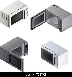 Mikrowelle Symbole gesetzt. Isometrische Satz von Mikrowelle Vector Icons für Web Design auf weißem Hintergrund Stock Vektor