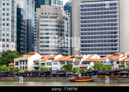 Bunte Häuser am Boat Quay, Singapur, Südostasien Stockfoto