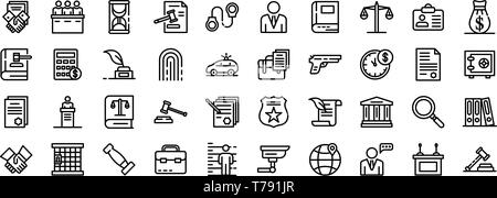 Rechtsanwalt Symbole gesetzt, outline Style Stock Vektor