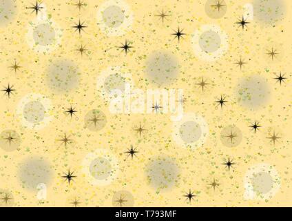Kreise, Herzen und Sterne nahtlose Muster auf beige eleganten Hintergrund für Mode, Stoffe, Tapeten. Stockfoto