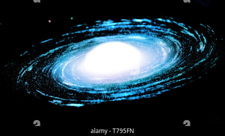 Parvus Galaxy isoliert auf schwarzem Hintergrund - blau leuchtende - Grafik Design Stockfoto