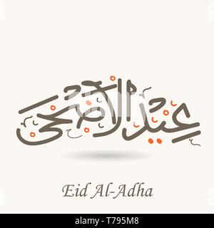 Hand zeichnen Kalligraphie Text von Eid Adha. Eid Mubarak adha Poster Stock Vektor