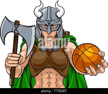 Viking weiblicher Gladiator Basketball Kriegerin Stock Vektor