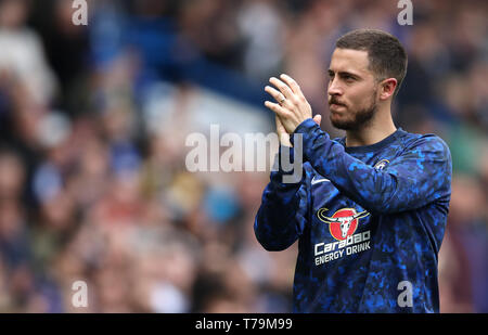 Chelsea's Eden Hazard reagiert nach dem letzten Spiel in der Premier League an der Stamford Bridge, London pfiff. Stockfoto