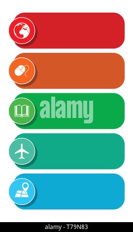 Infografik vector Template für Präsentation, Grafik, Diagramm, Grafik, Business Travel Concept mit 5 Optionen Stock Vektor